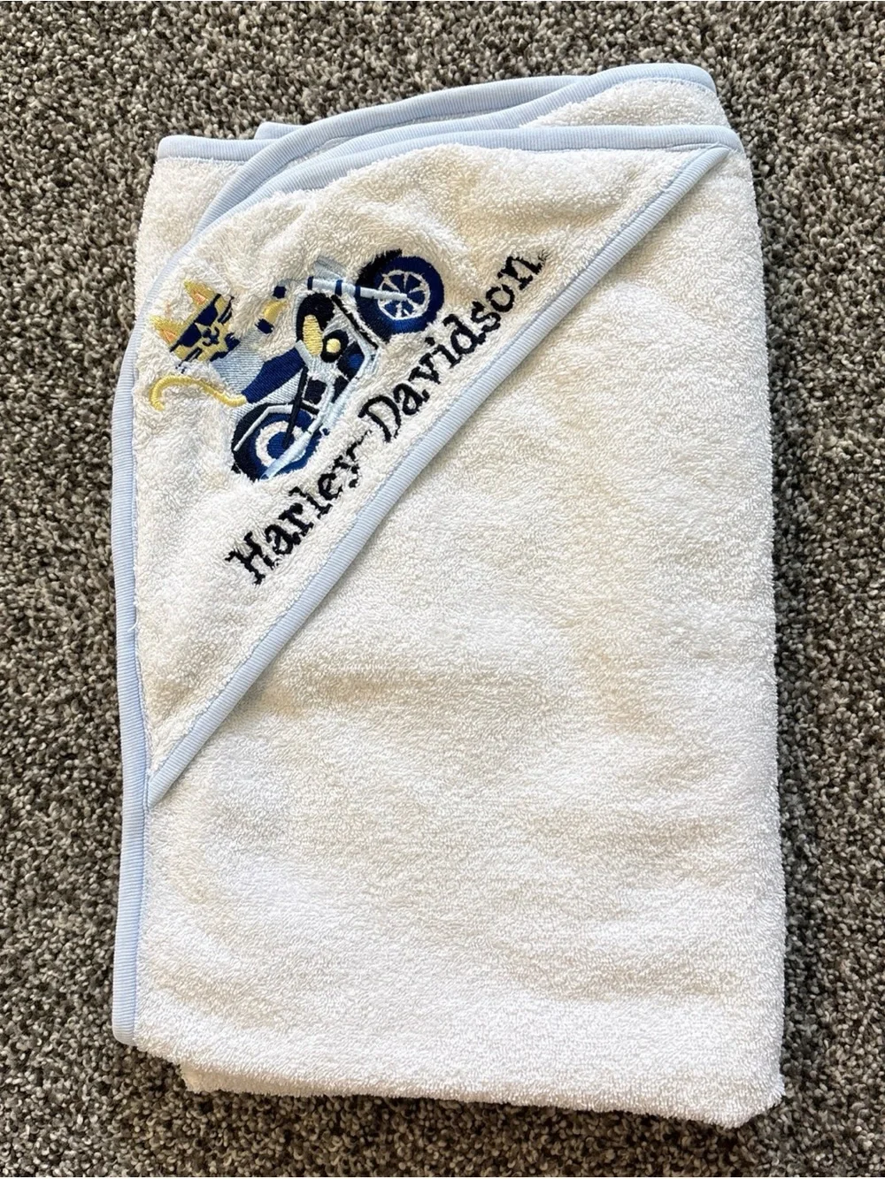 Harley Davison Born To Ride Baby Bath Towel Hooded 36 X 29 Motorcycle Biker